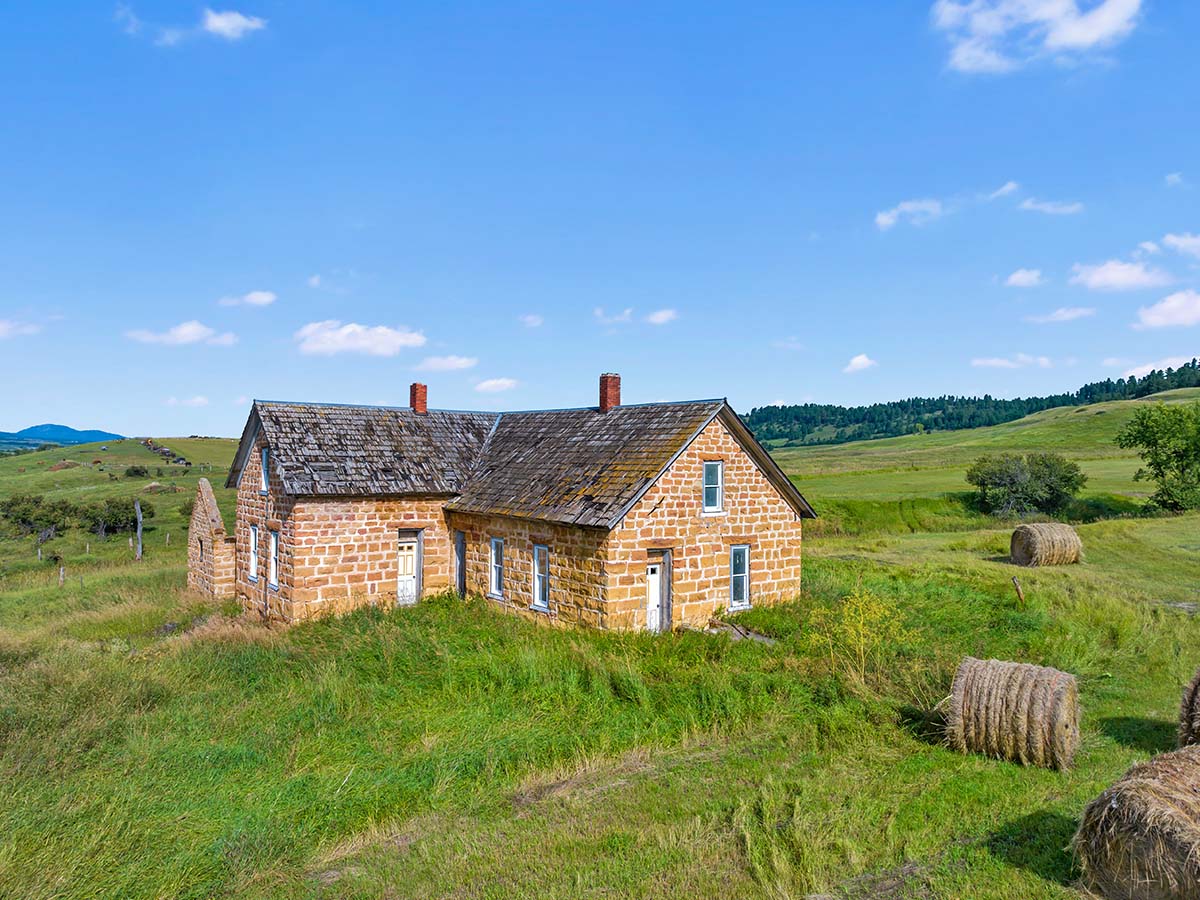 Historic brick house in the plains of South Dakota.