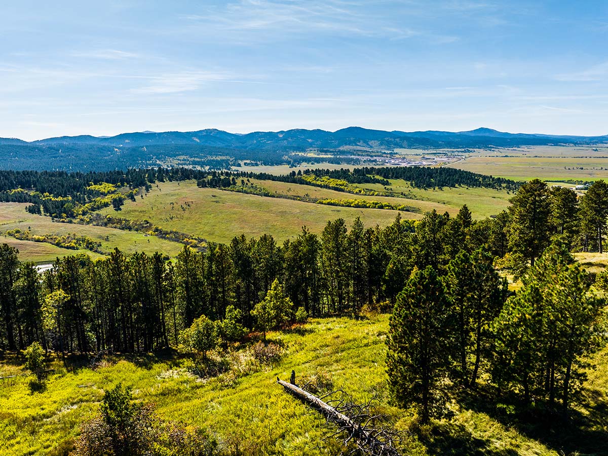View of mountain fields in South Dakota.